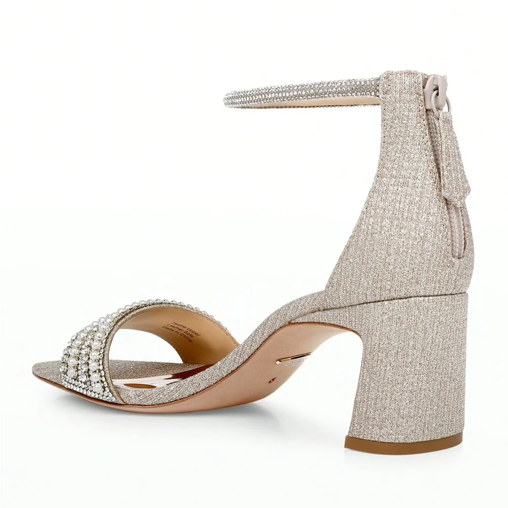 Badgley Mischka Kameryn Pale Gold Sandal Heel 9.5 Block